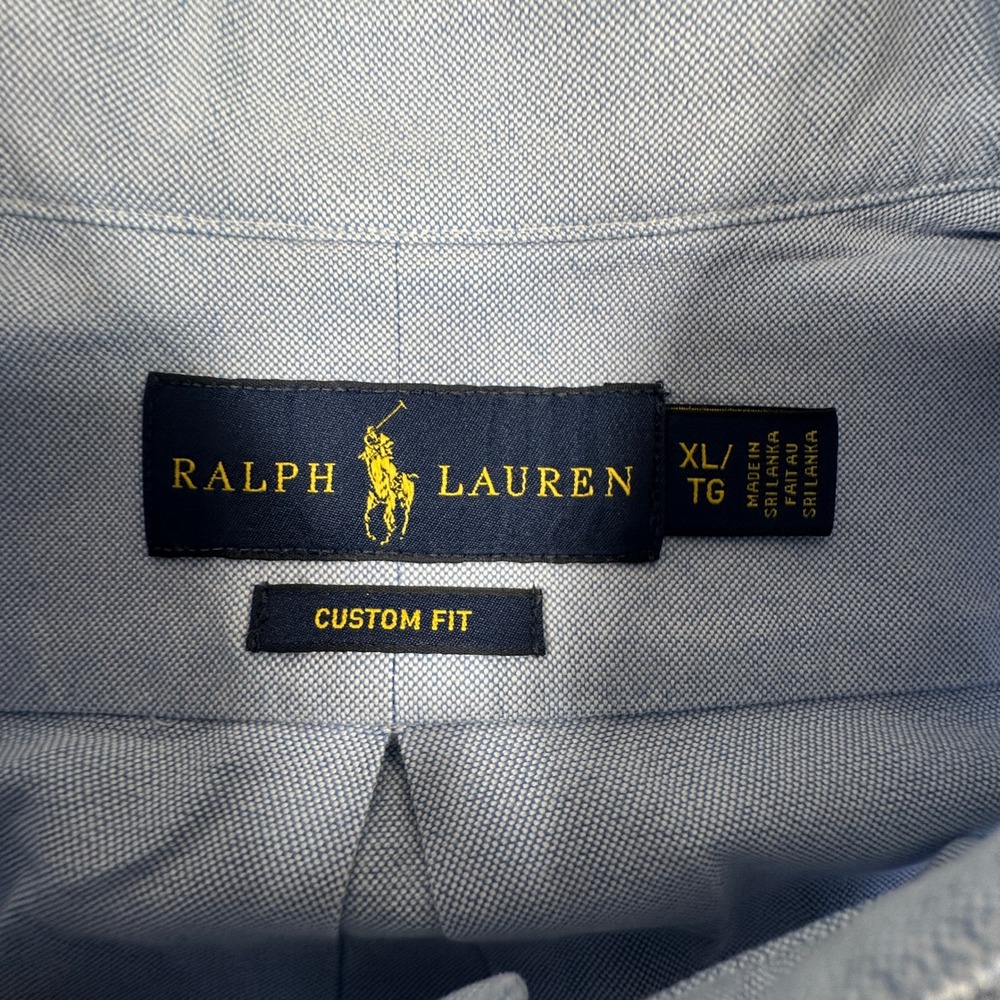 Ralph Lauren Oxford Shirt Mens XL Light Blue Custom Fit Button Down Flesh Pony - Picture 4 of 7